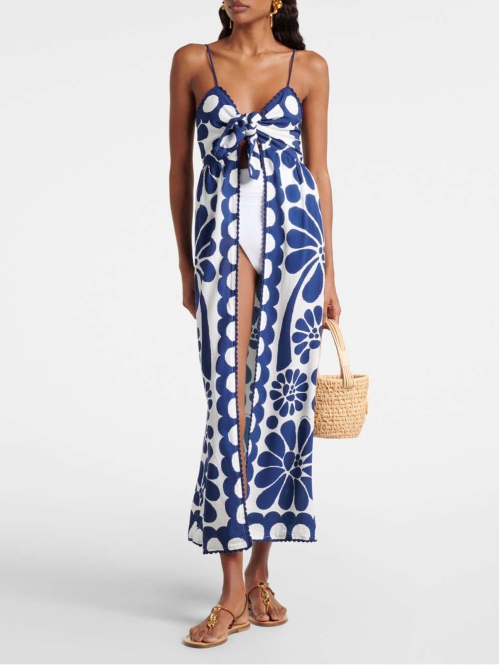 FARM RIO Palermo floral scalloped beach cover-up